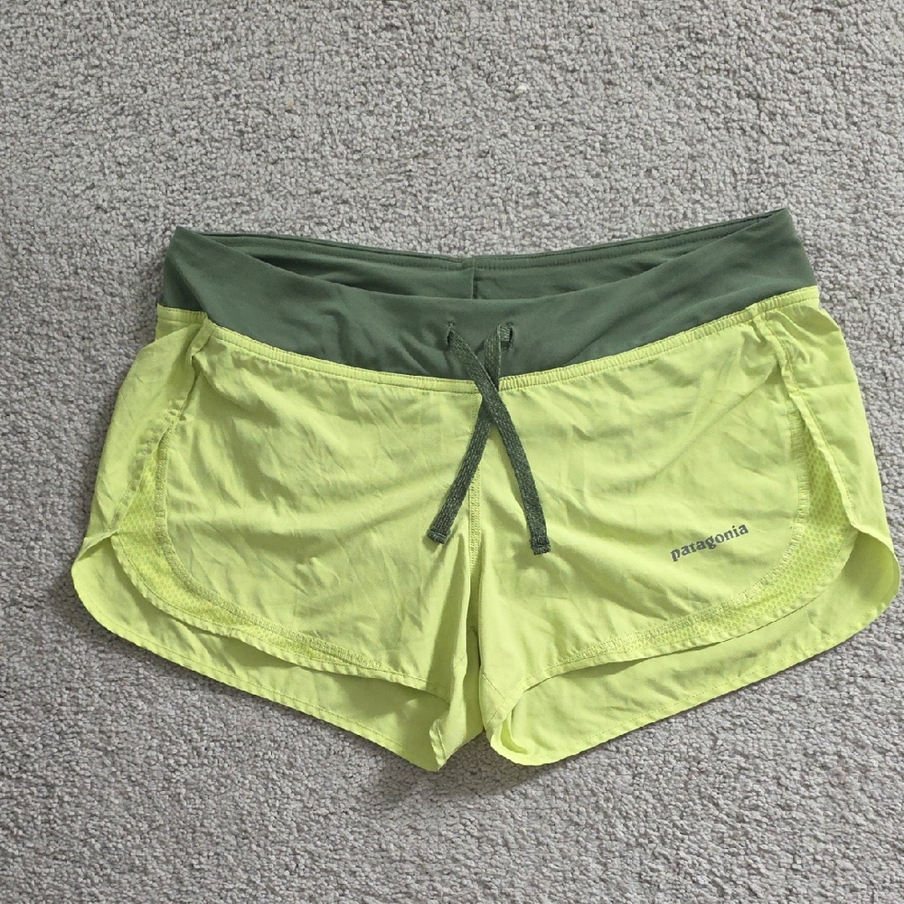 Patagonia Women's Bright Green and Dark Green Athletic Shorts